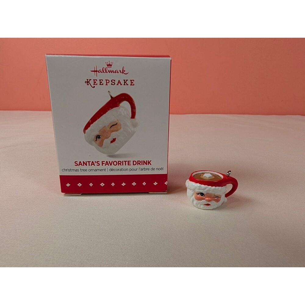 Hallmark Keepsake Christmas Ornament Miniature Santa's Favorite Drink 2015
